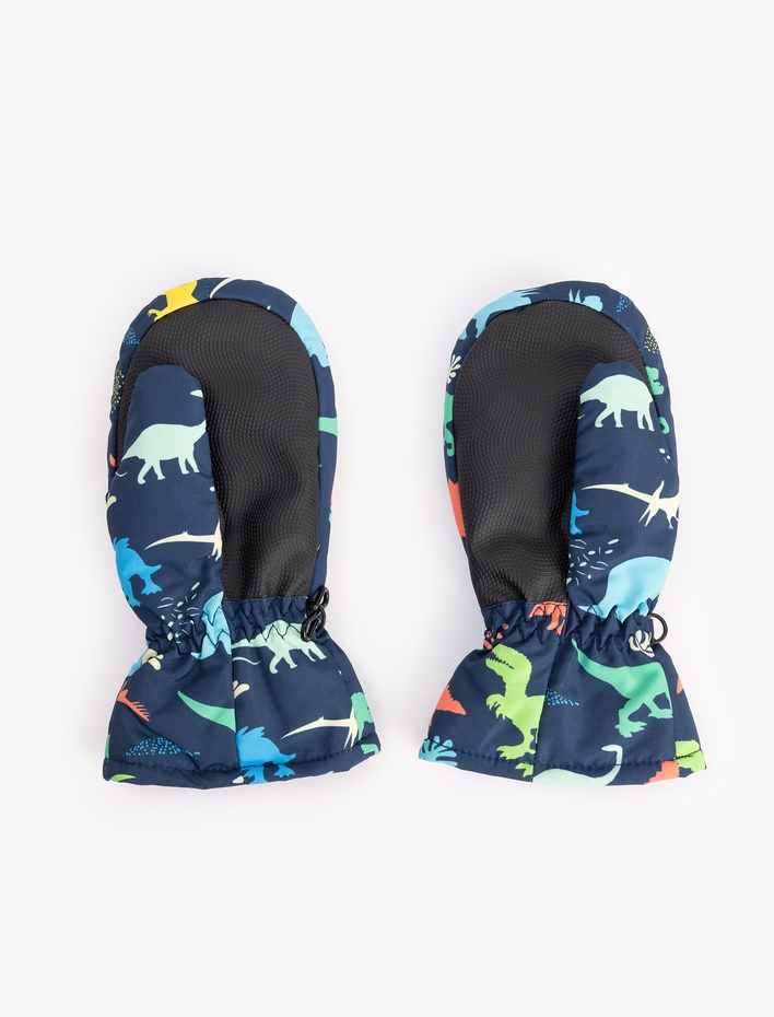Erkek Çocuk Dinozor Desenli Kayak Eldiveni