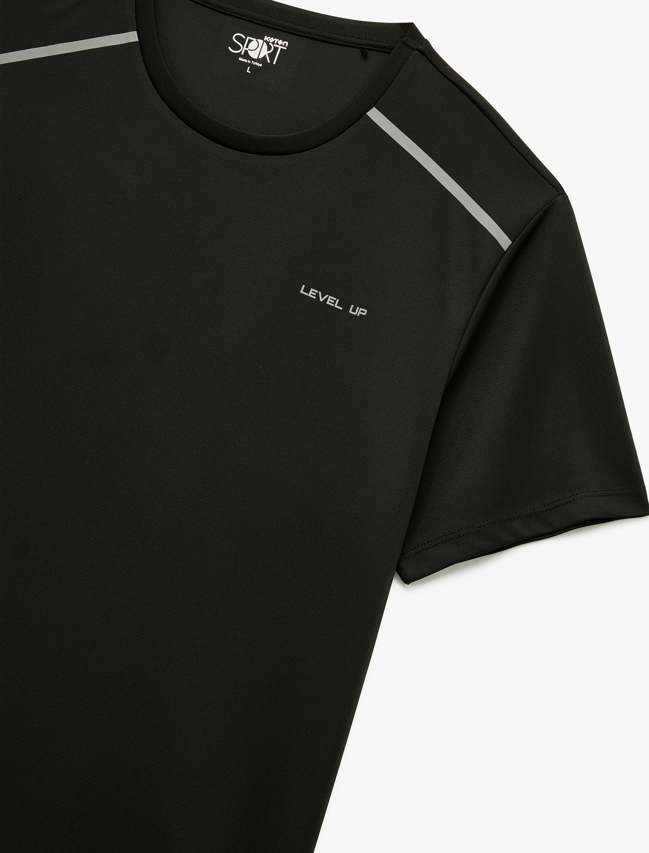   Kısa Kollu Baskı Detaylı Bisiklet Yaka Spor Tişört