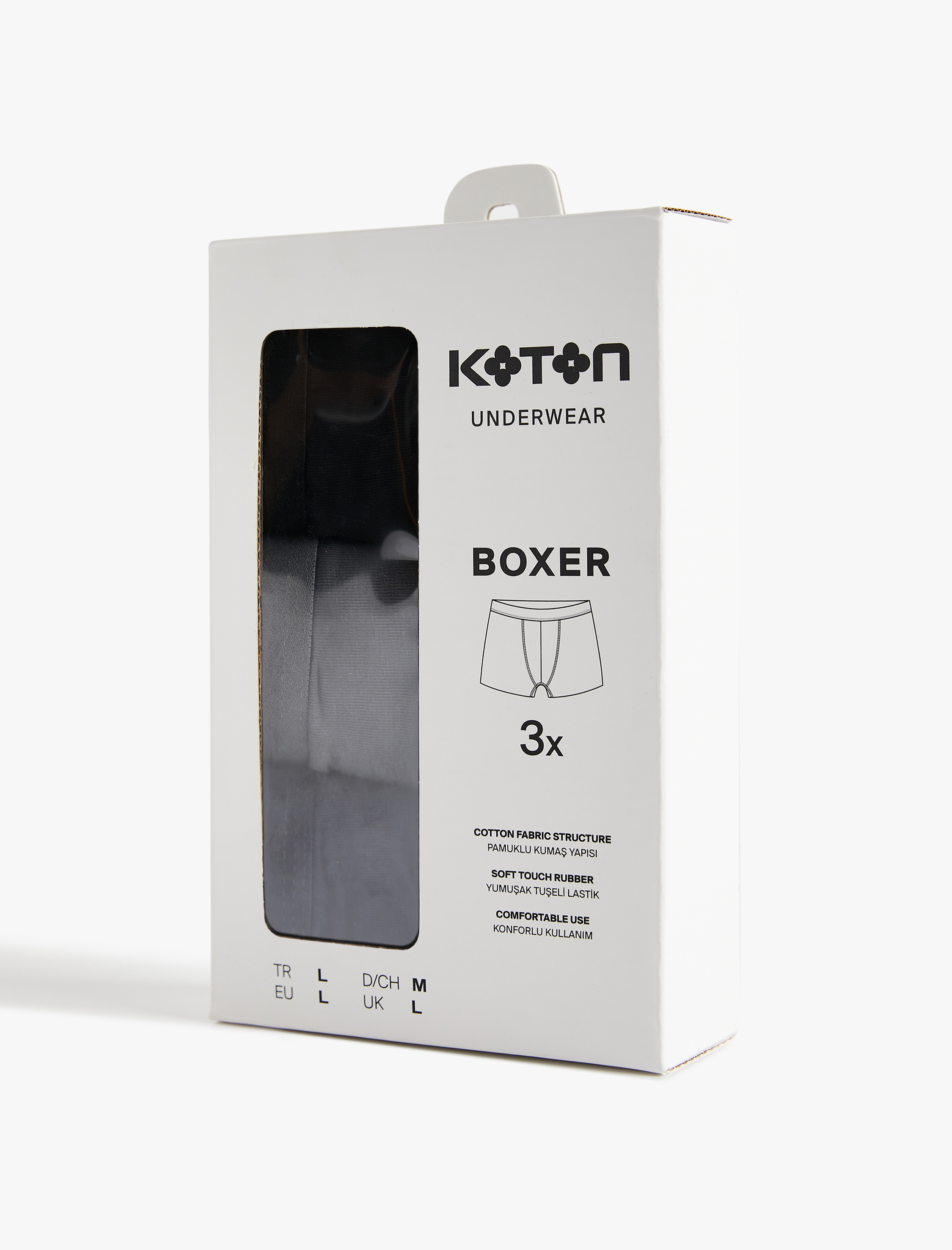   Pamuklu Basic 3'lü Boxer Seti