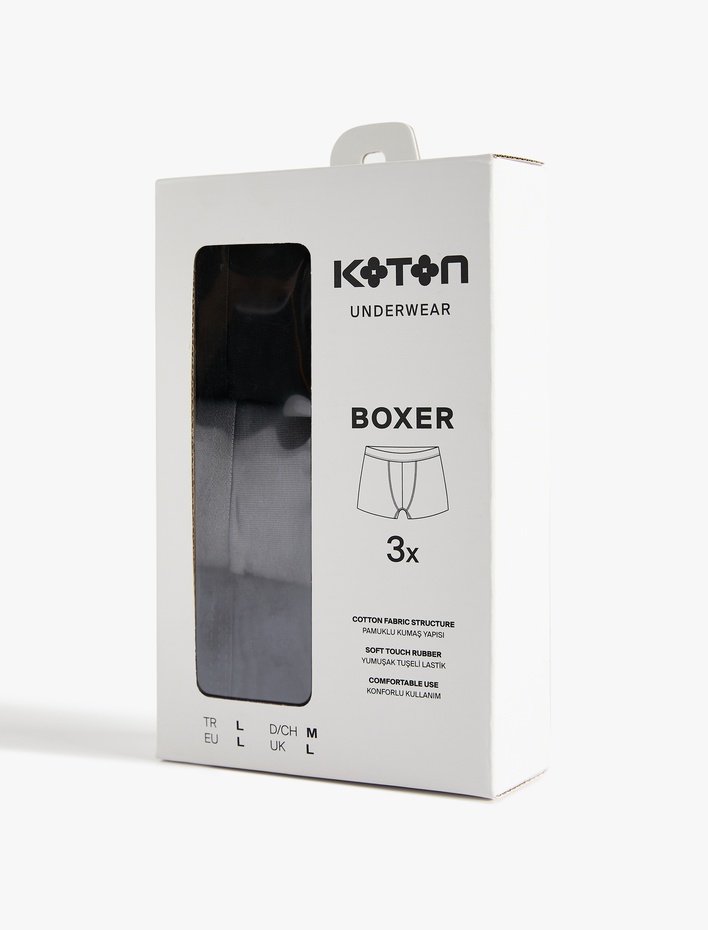  Pamuklu Basic 3'lü Boxer Seti