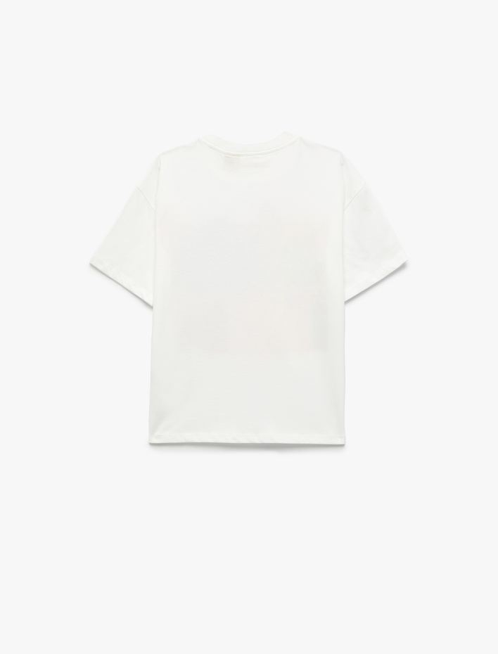 Kız Çocuk Stitch Lisanslı Pamuklu Uzun Kollu Bisiklet Yaka Baskılı Tişört