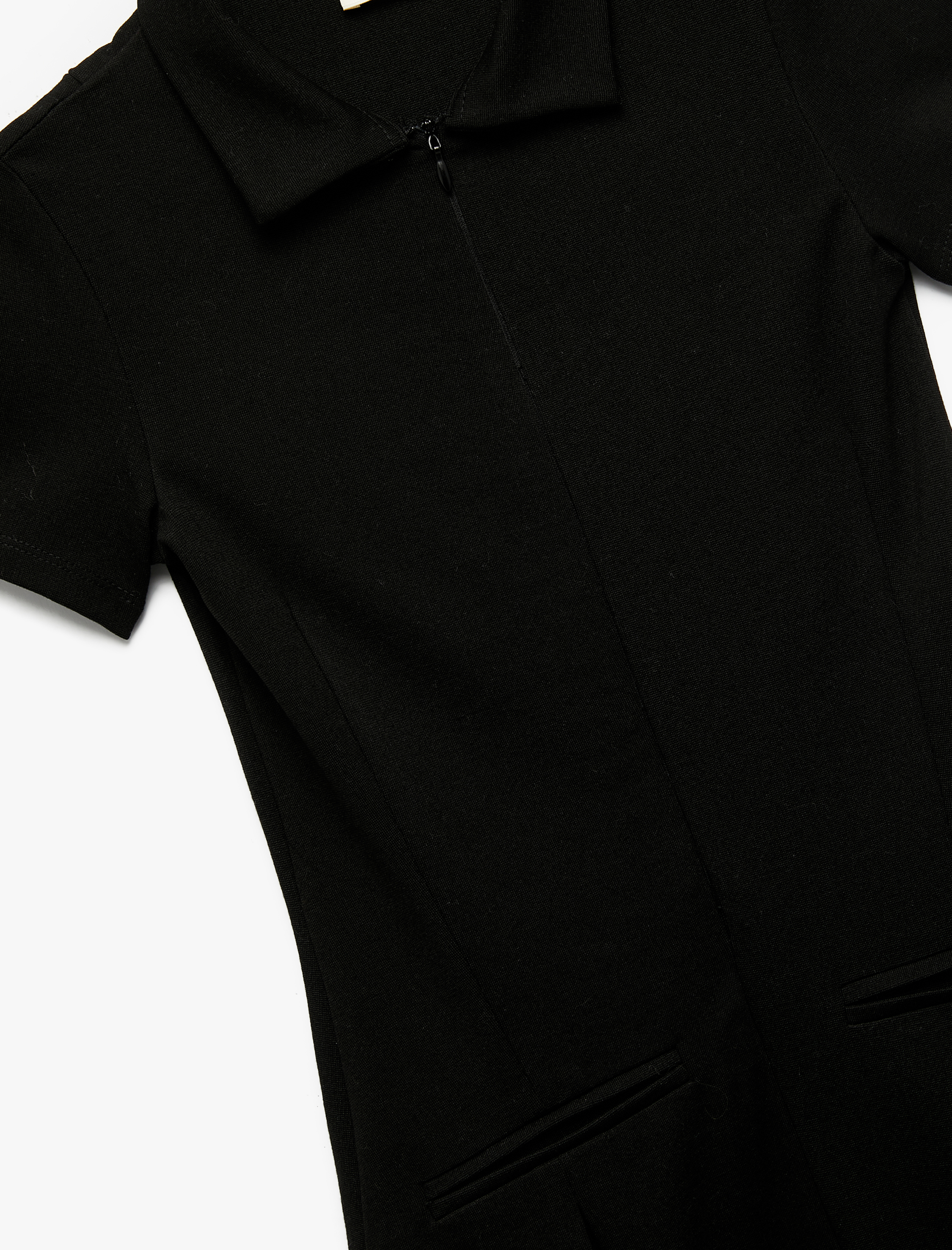 Kız Çocuk Slim Fit Polo Yaka Yarım Fermuarlı Kısa Kollu Viskon Karışımlı Mini Elbise