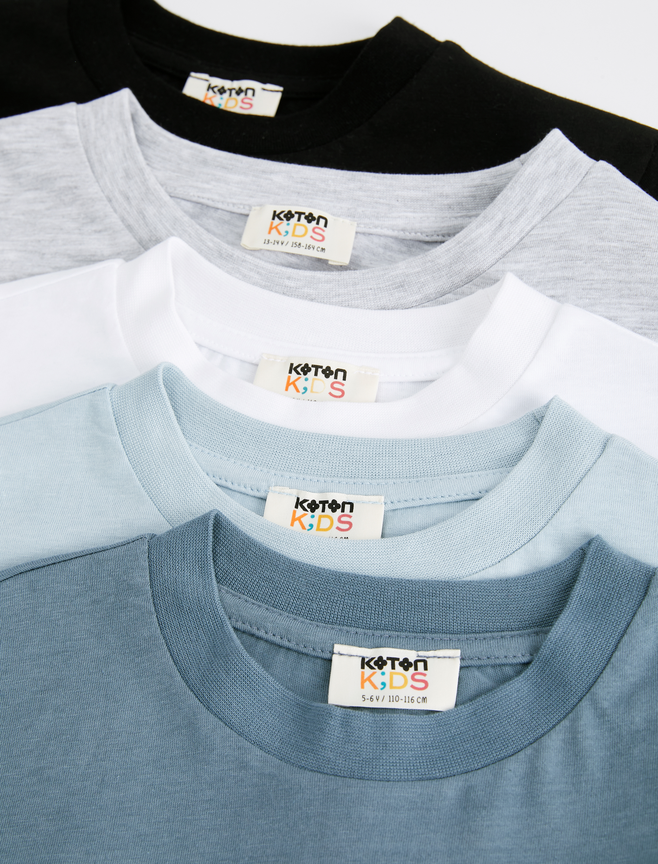  Erkek Çocuk Uzun Kollu Bisiklet Yaka Pamuklu 5'li Tişört Seti