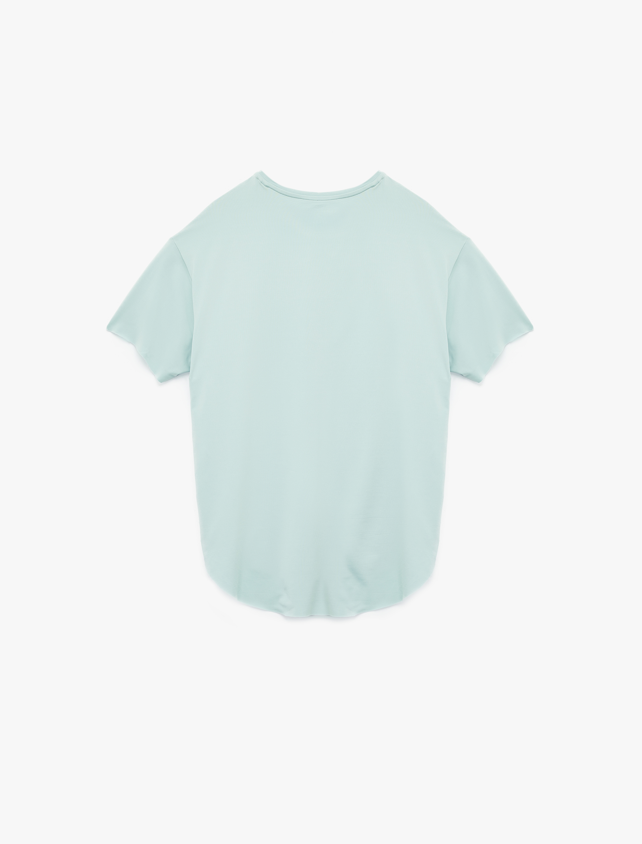   Baskılı Kısa Kollu Bisiklet Yaka Yırtmaçlı Oversize Spor Tişört