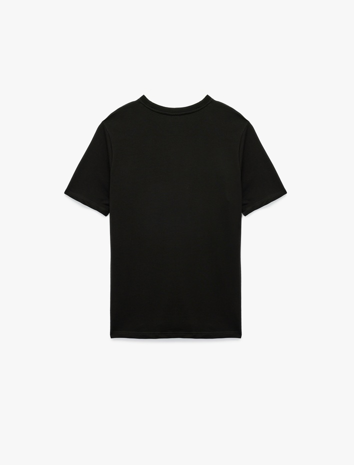  Regular Fit Kısa Kollu Bisiklet Yaka Baskılı Pamuklu Spor Tişört