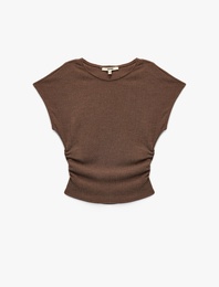 Bürümcük Kumaş Slim Fit Kısa Kollu Bisiklet Yaka Tişört