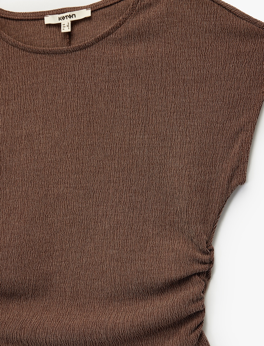   Bürümcük Kumaş Slim Fit Kısa Kollu Bisiklet Yaka Tişört