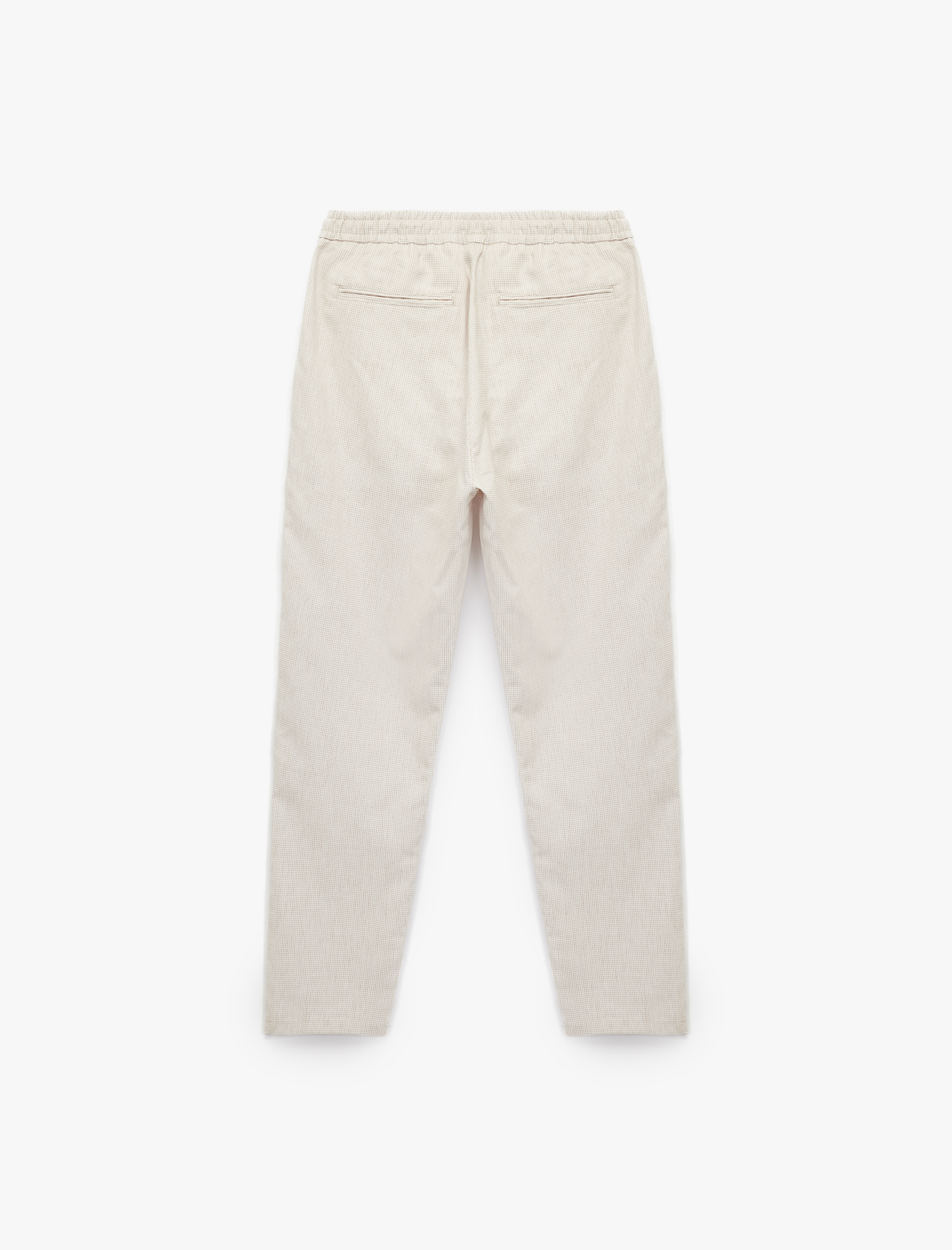   Keten Pamuk Karışımlı Cep Detaylı Beli Bağcıklı Çizgili Chino Pantolon