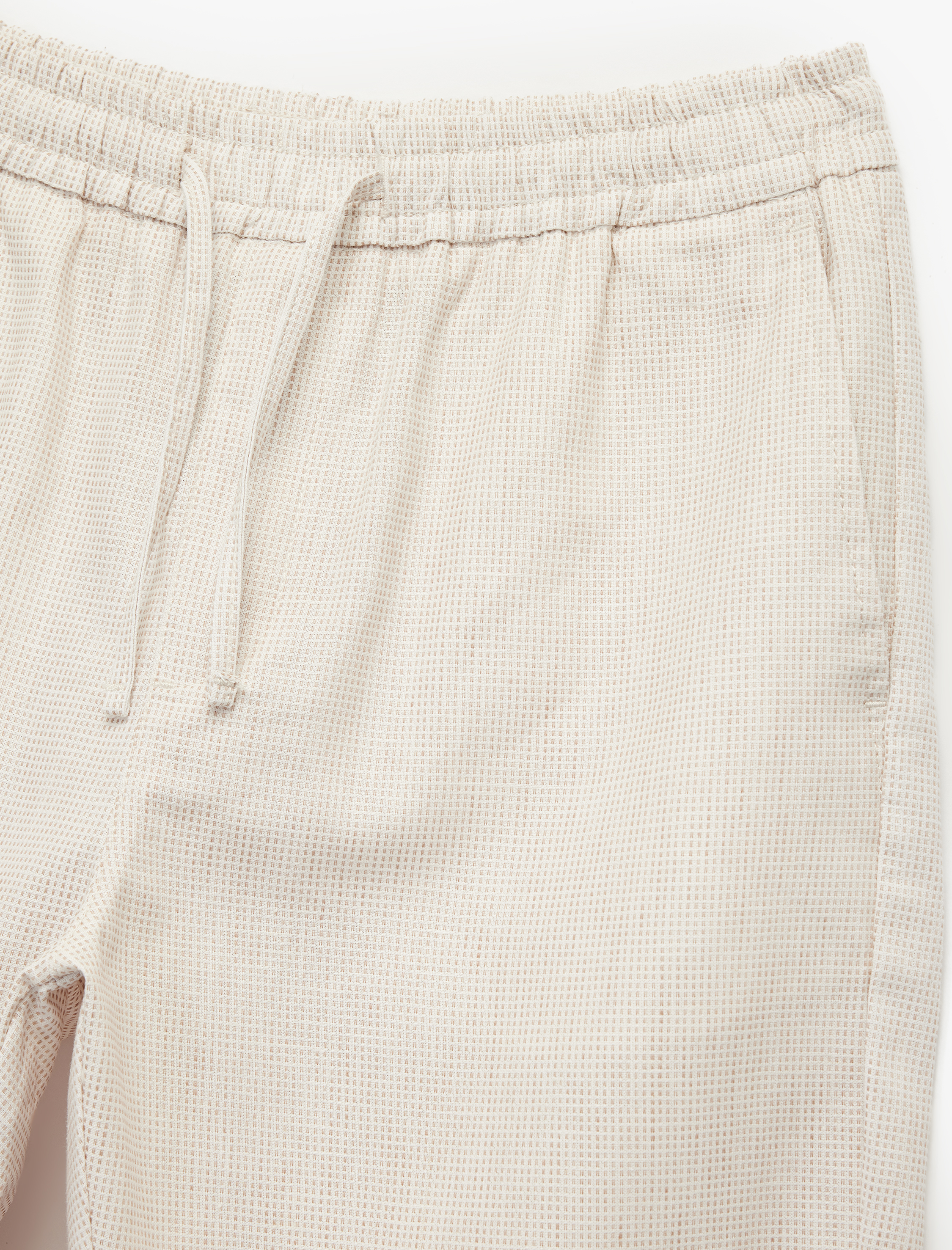   Keten Pamuk Karışımlı Cep Detaylı Beli Bağcıklı Çizgili Chino Pantolon