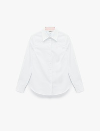 Pamuklu Uzun Kollu Klasik Yaka Slim Fit Poplin Gömlek