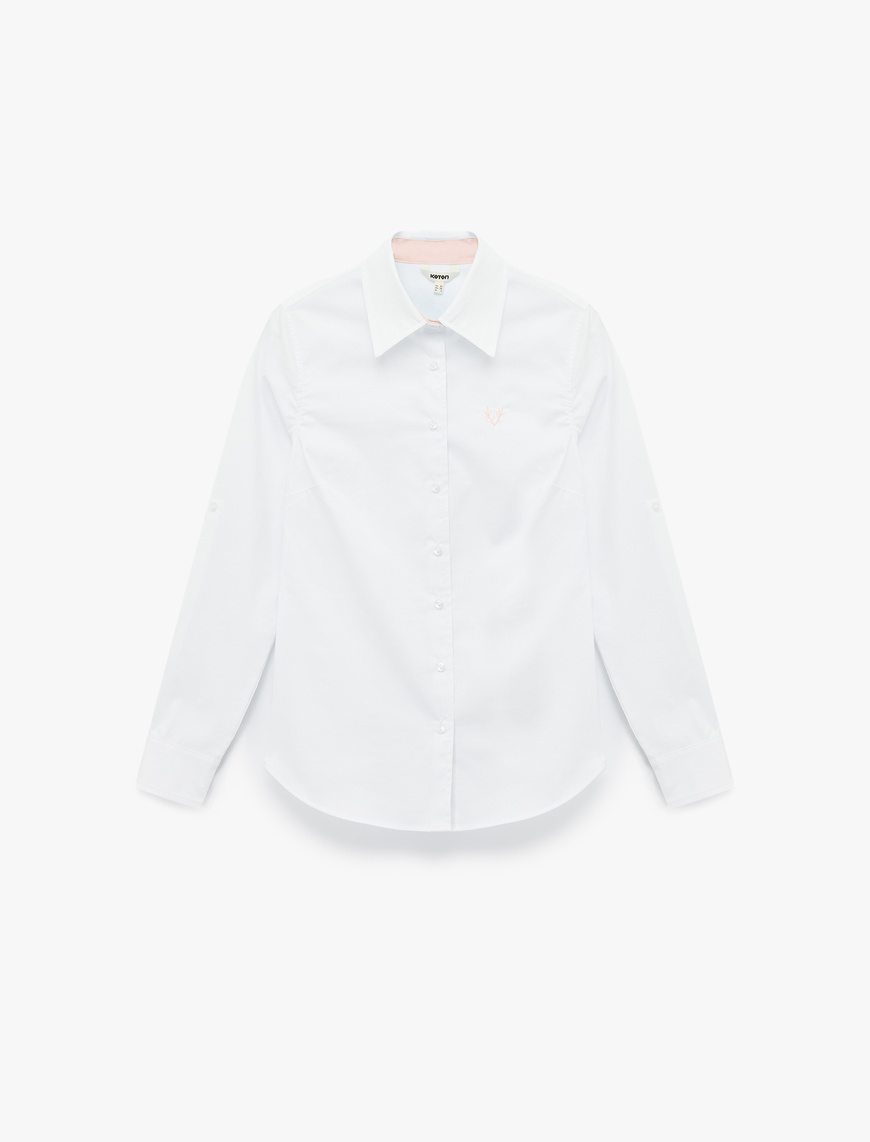   Pamuklu Uzun Kollu Klasik Yaka Slim Fit Poplin Gömlek