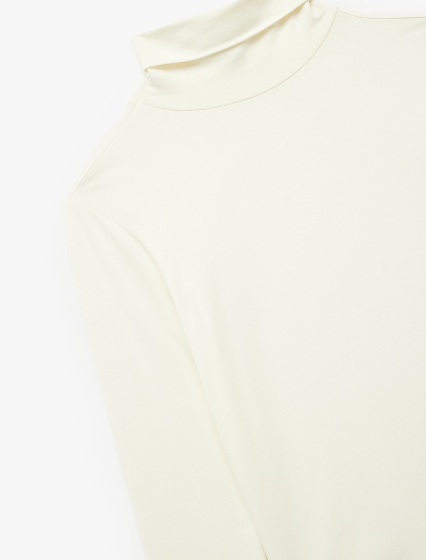   Slim Fit Viskon Kumaş Uzun Kollu Balıkçı Yaka Tişört
