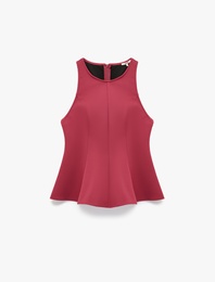 Slim Fit Kolsuz Bisiklet Yaka Peplum Bluz