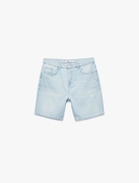 Pamuklu Normal Bel Rahat Kesim Bermuda Jean Şort