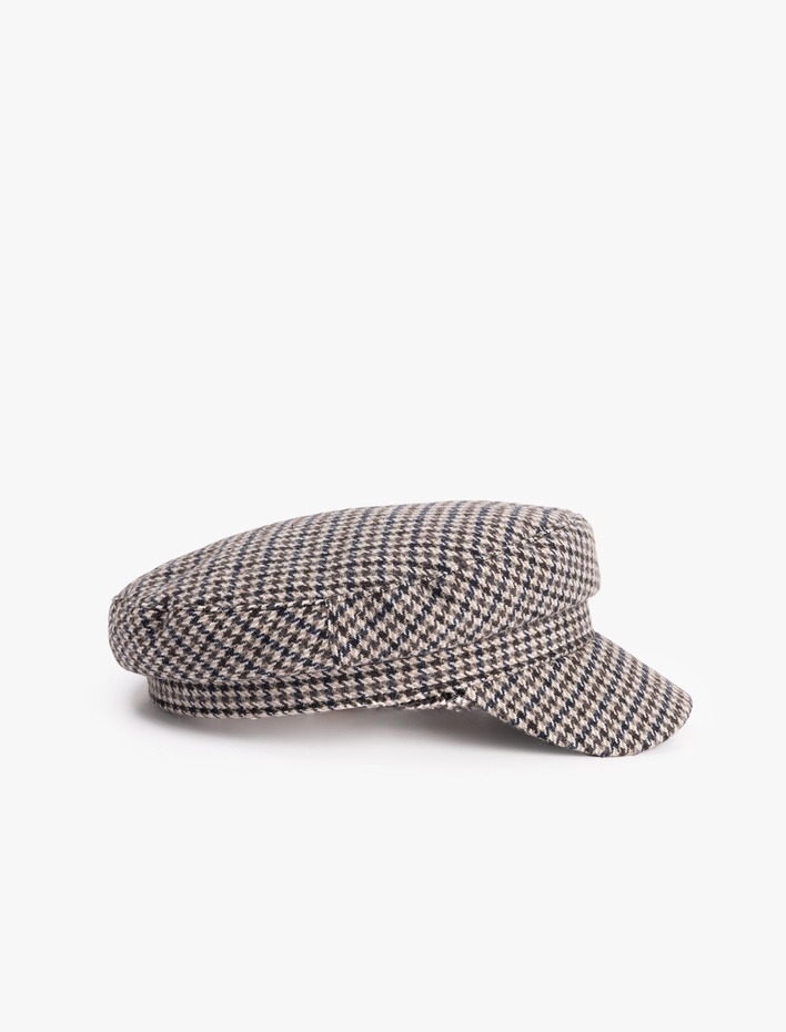 Kadın Kazayağı Desenli Kasket Şapka