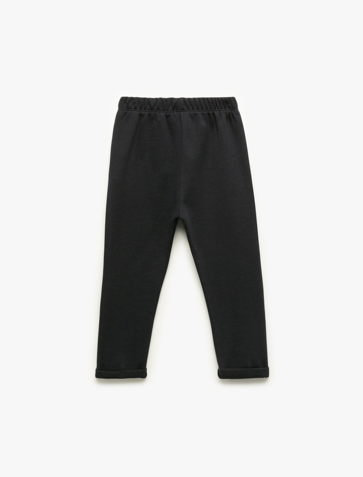 Erkek Bebek Pamuklu Katlamalı Paça Pike Kumaş Eşofman Altı