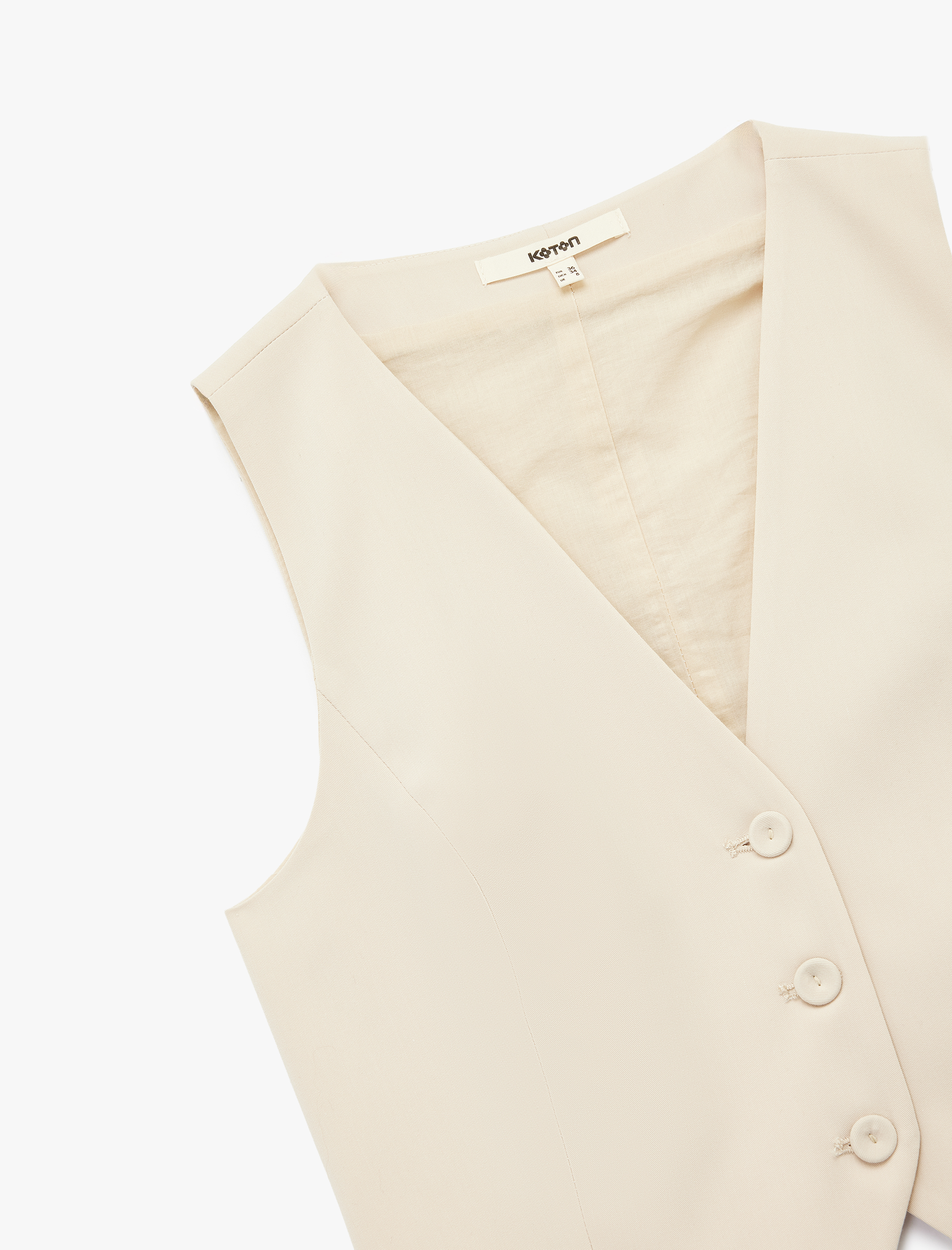   Astarlı V Yaka Düğmeli Blazer Yelek