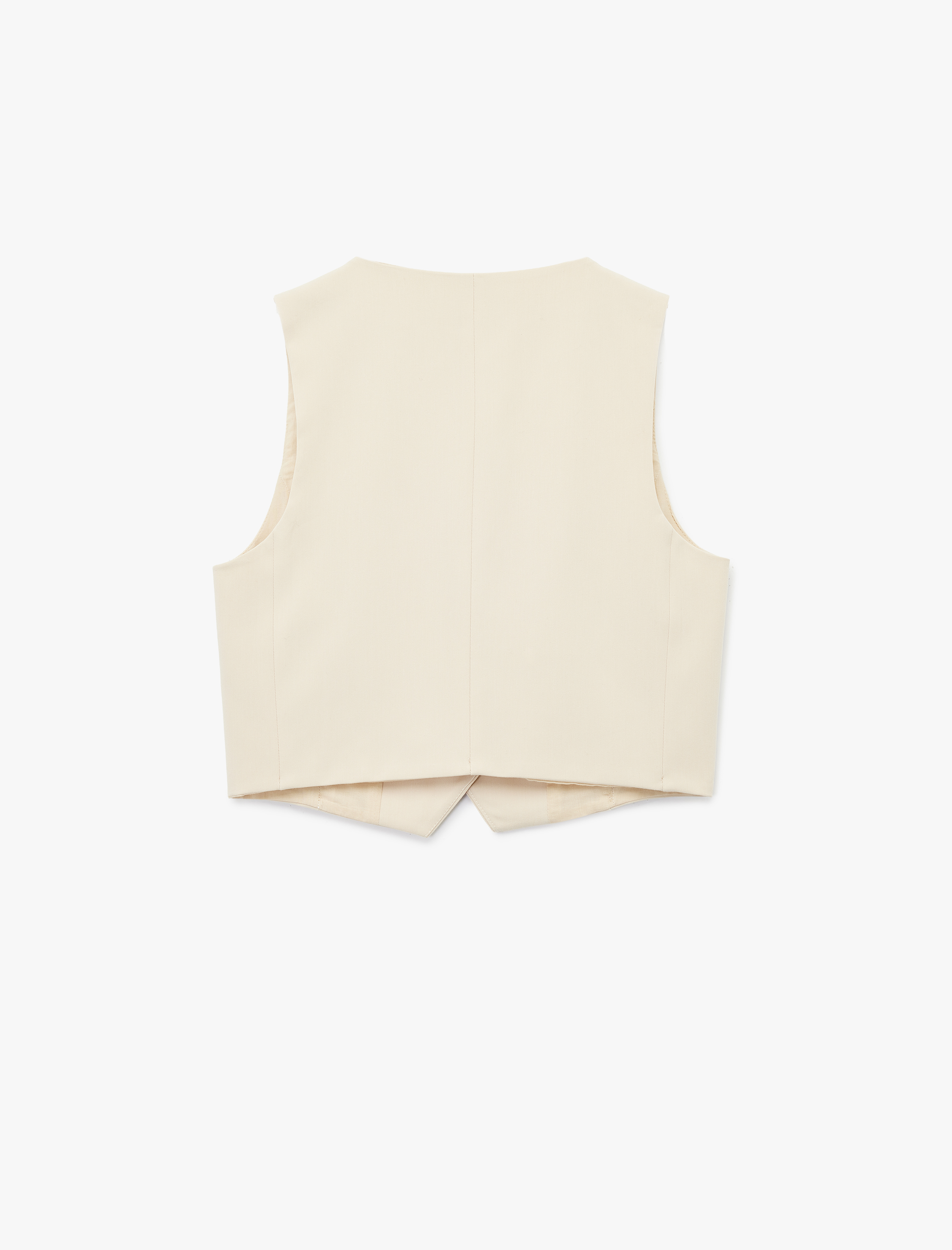   Astarlı V Yaka Düğmeli Blazer Yelek