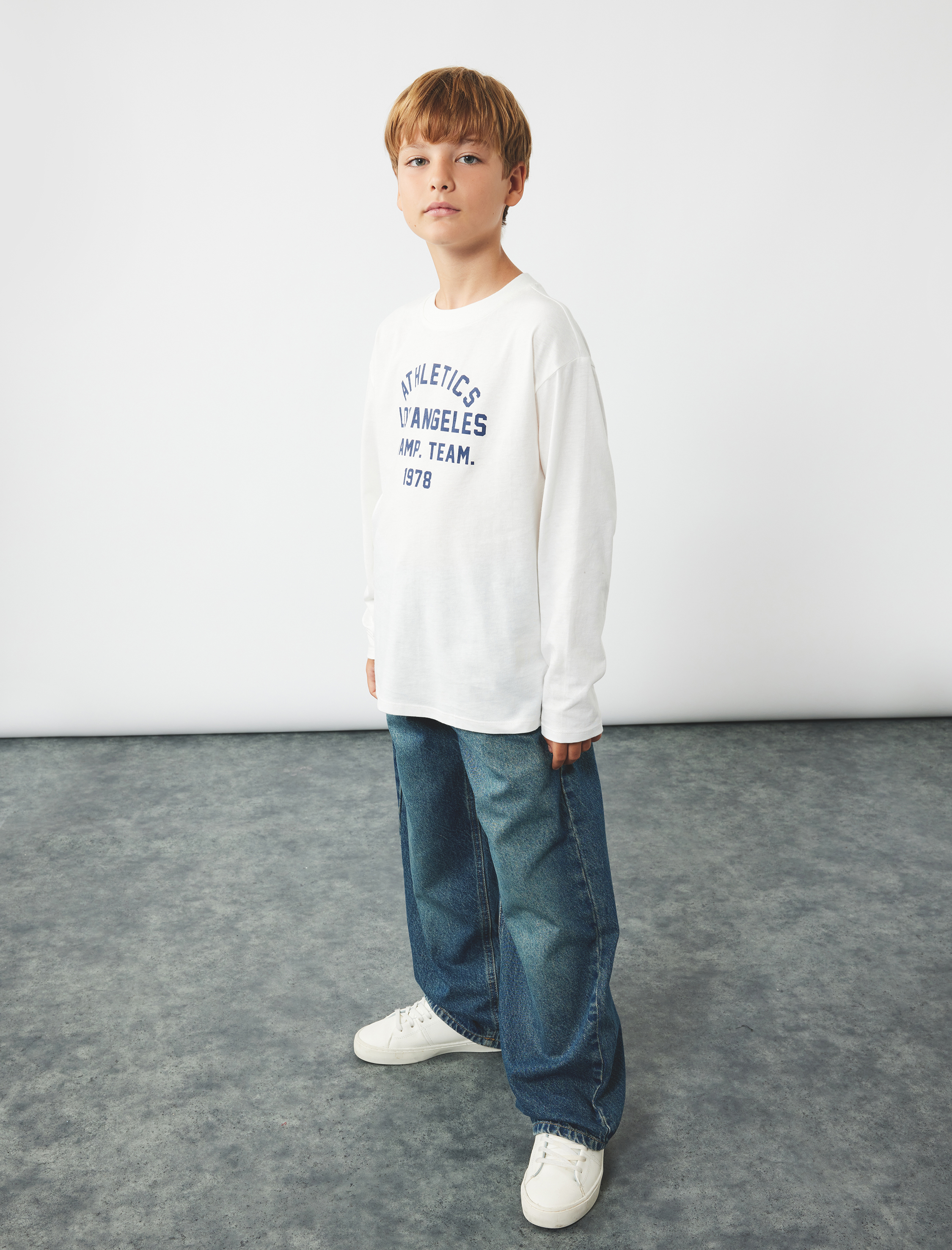  Erkek Çocuk Pamuklu Geniş Paça Denim Pantolon - Loose Fit Jean