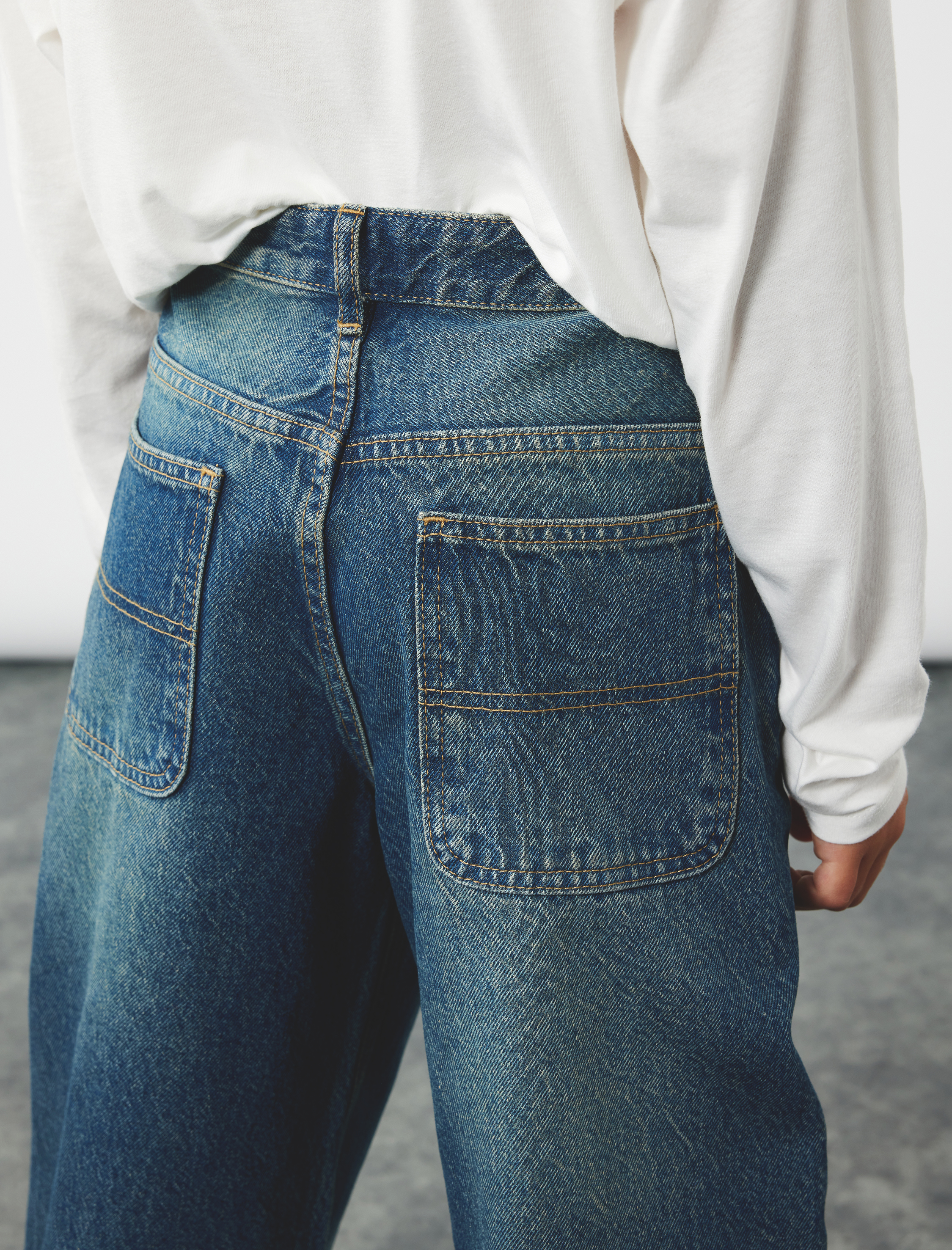  Erkek Çocuk Pamuklu Geniş Paça Denim Pantolon - Loose Fit Jean