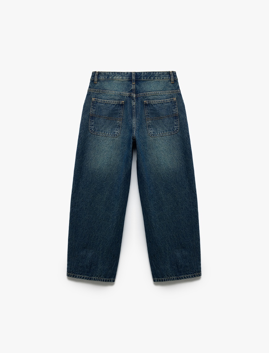  Erkek Çocuk Pamuklu Geniş Paça Denim Pantolon - Loose Fit Jean