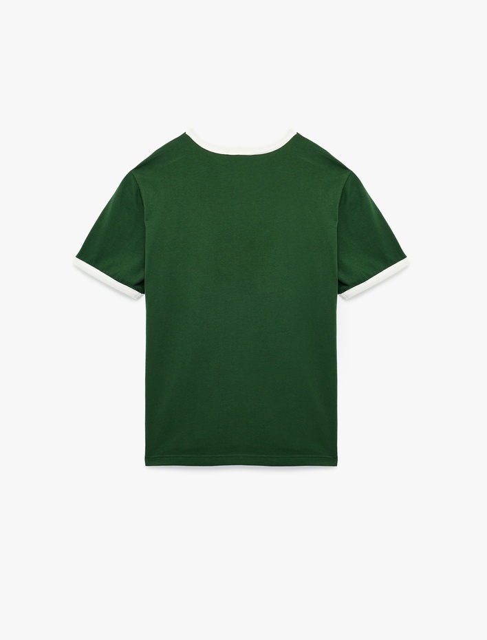  Kısa Kollu Regular Fit Biyeli Bisiklet Yaka Pamuklu Baskılı Tişört