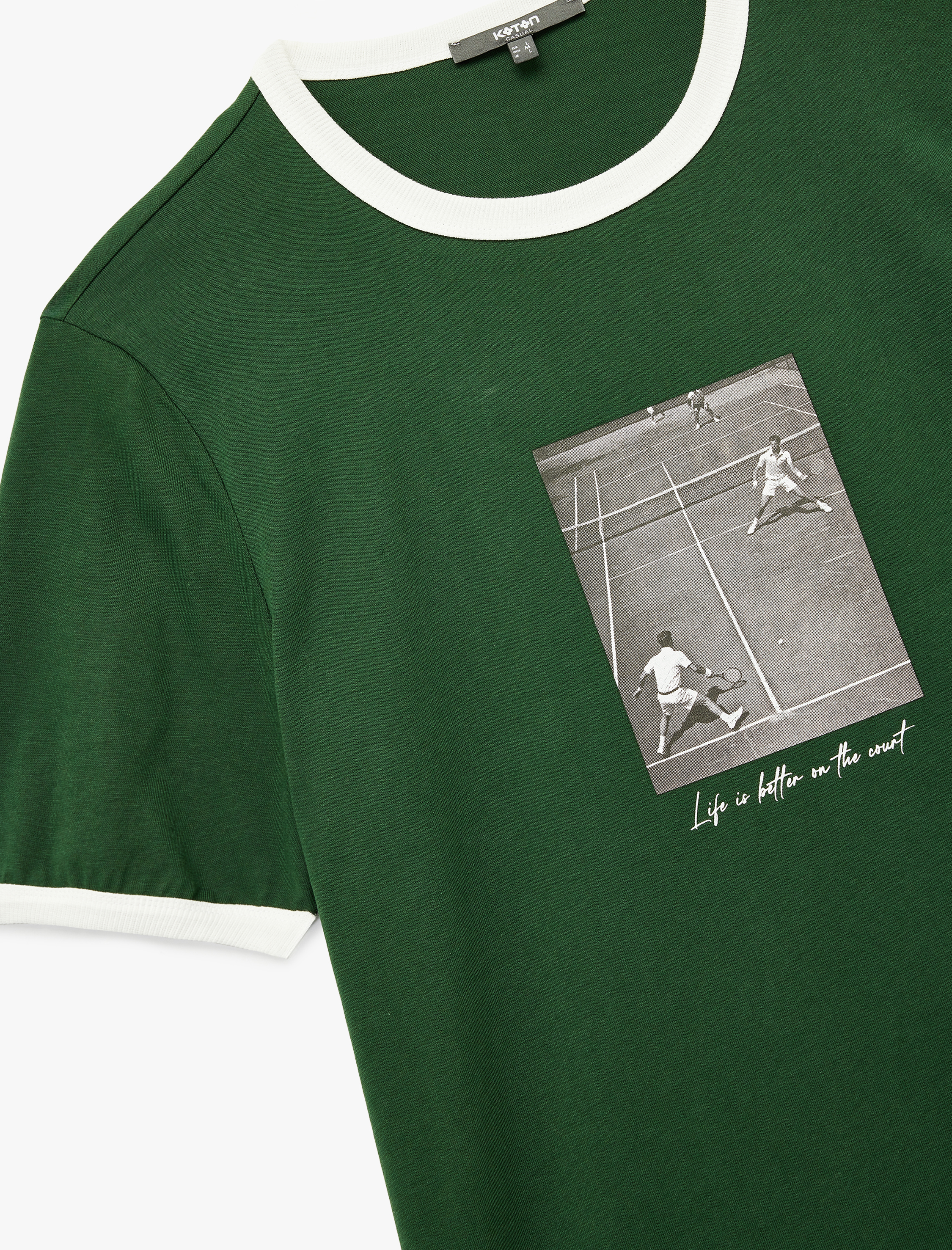   Kısa Kollu Regular Fit Biyeli Bisiklet Yaka Pamuklu Baskılı Tişört