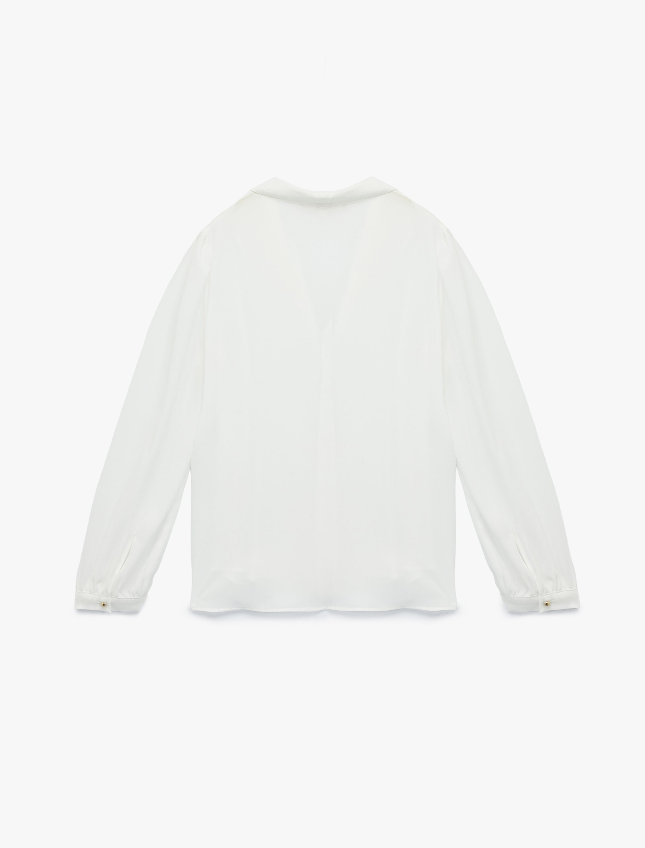   Krep Kumaş Uzun Kollu Şal V Yaka Gömlek