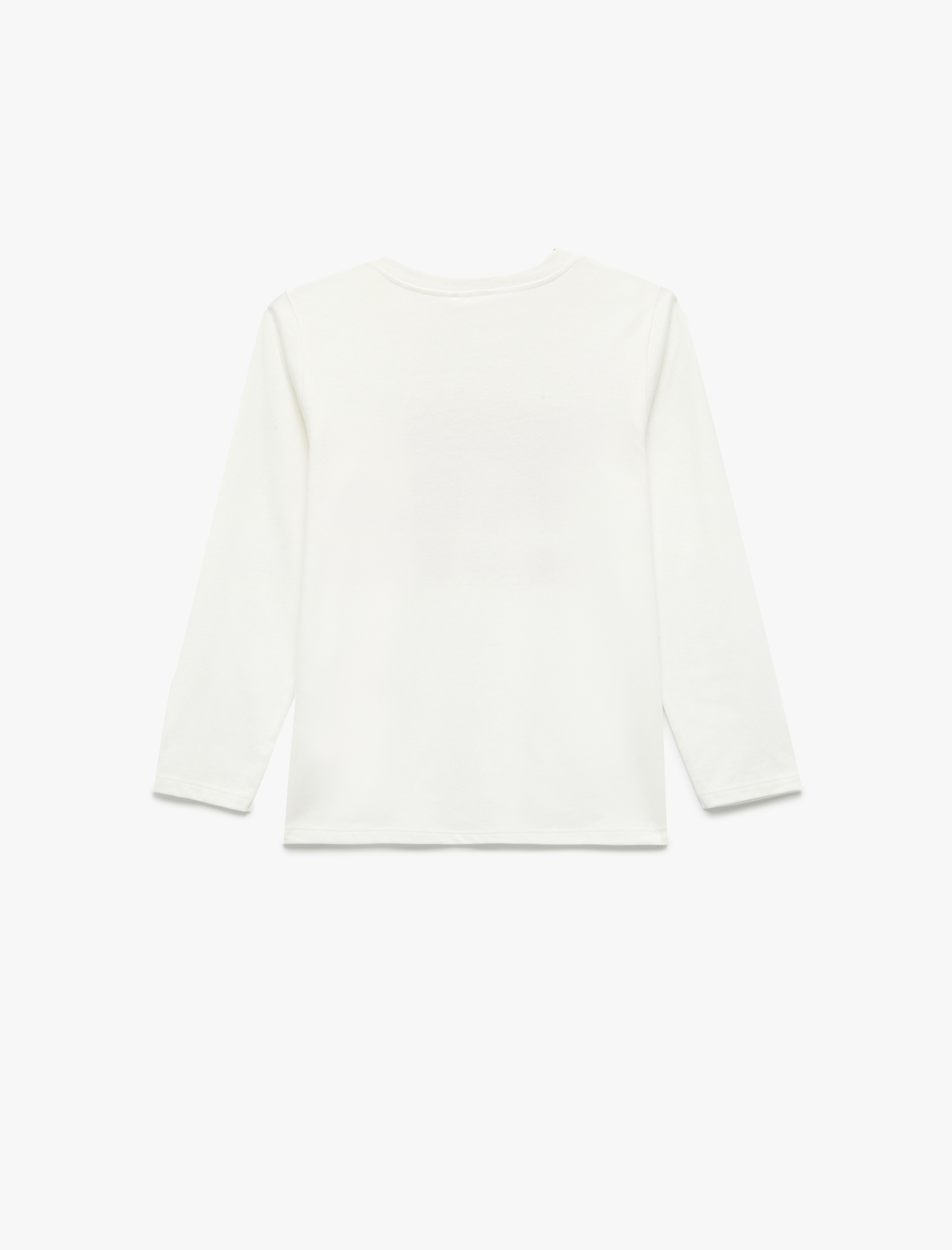  Kız Çocuk Pamuklu Uzun Kollu Bisiklet Yaka Fiyonk Baskılı Tişört