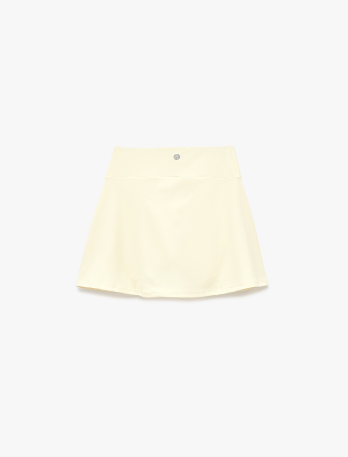  Yüksek Bel Rahat Kalıp İnterlok Mini Spor Şort Etek