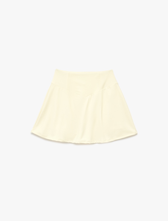  Yüksek Bel Rahat Kalıp İnterlok Mini Spor Şort Etek