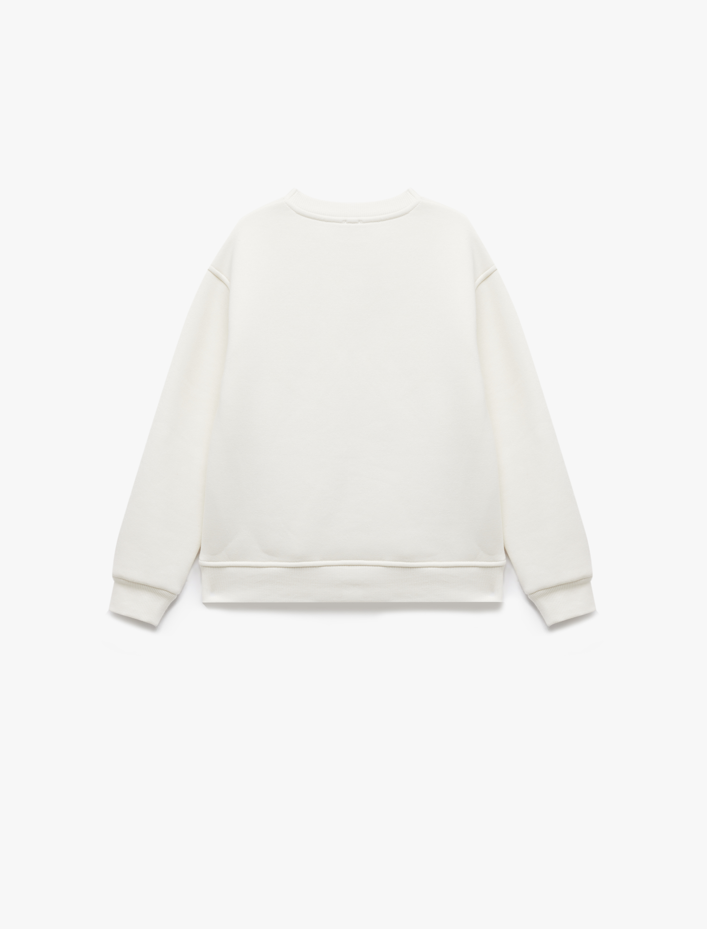  Kız Çocuk Üç İplik Ayıcık Baskılı Uzun Kollu Bisiklet Yaka Sweatshirt