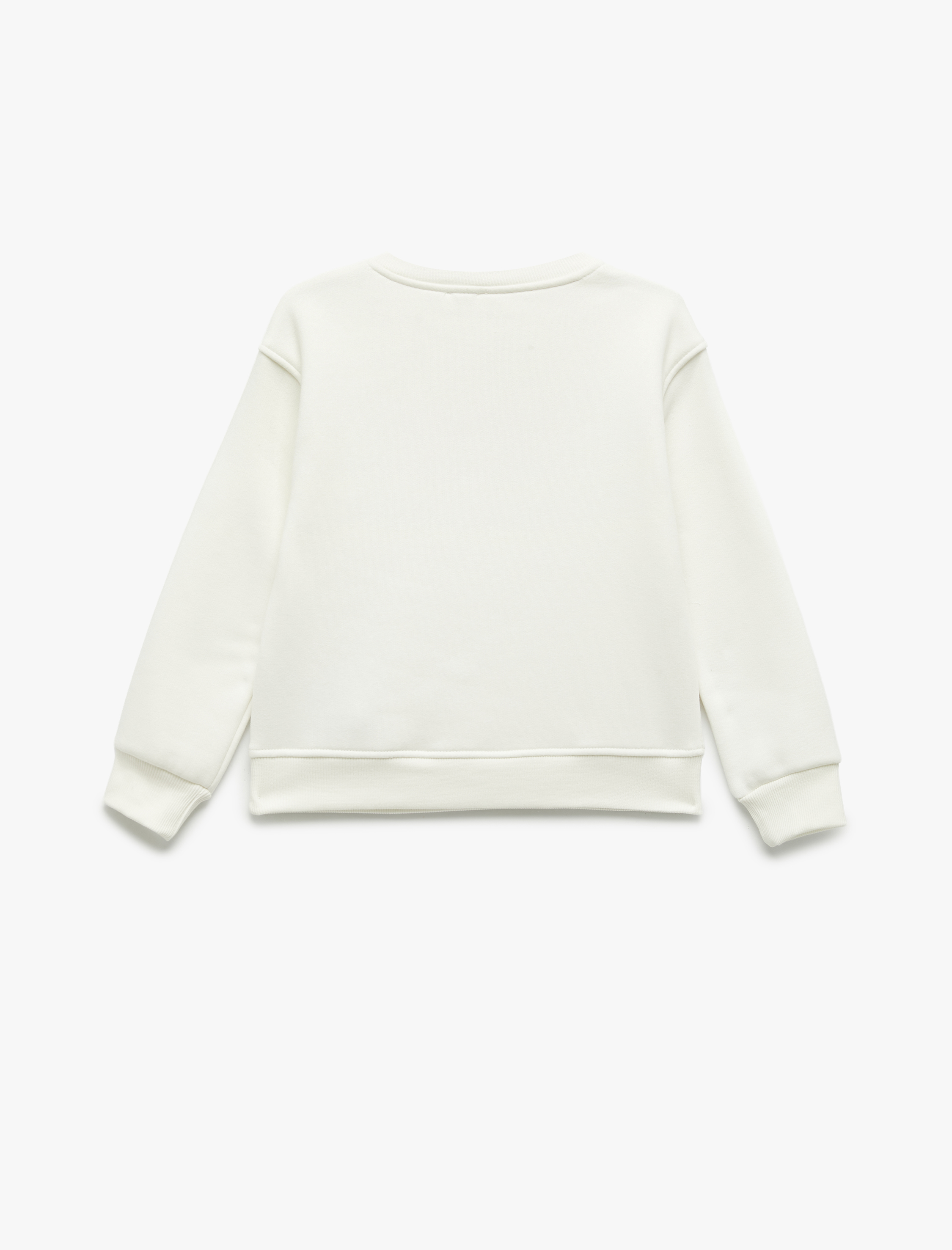  Kız Çocuk Üç İplik Uzun Kollu Bisiklet Yaka Fiyonk Baskılı Sweatshirt