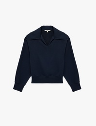 Regular Fit Üç İplik Uzun Kollu Polo Yaka Sweatshirt