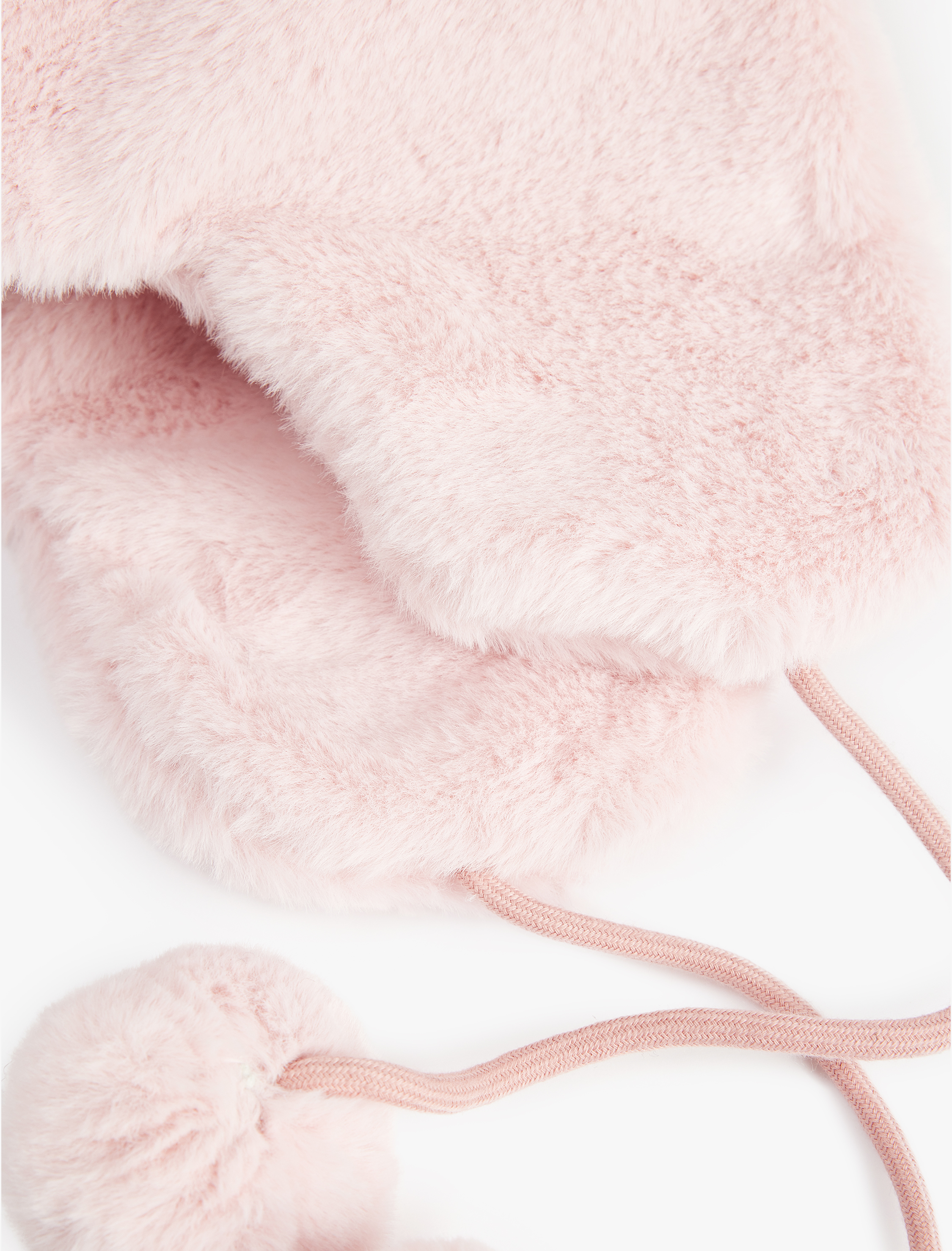  Kız Çocuk Ponpon Detaylı Kulaklı Peluş Şapka