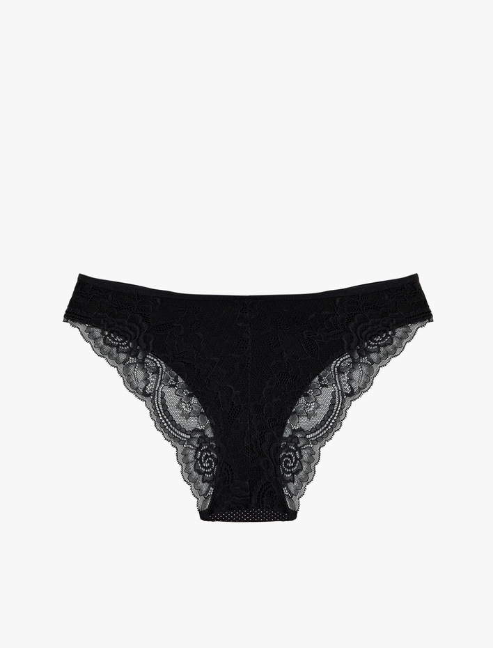  Arkası Dantel Detaylı Pamuklu Brazilian Külot