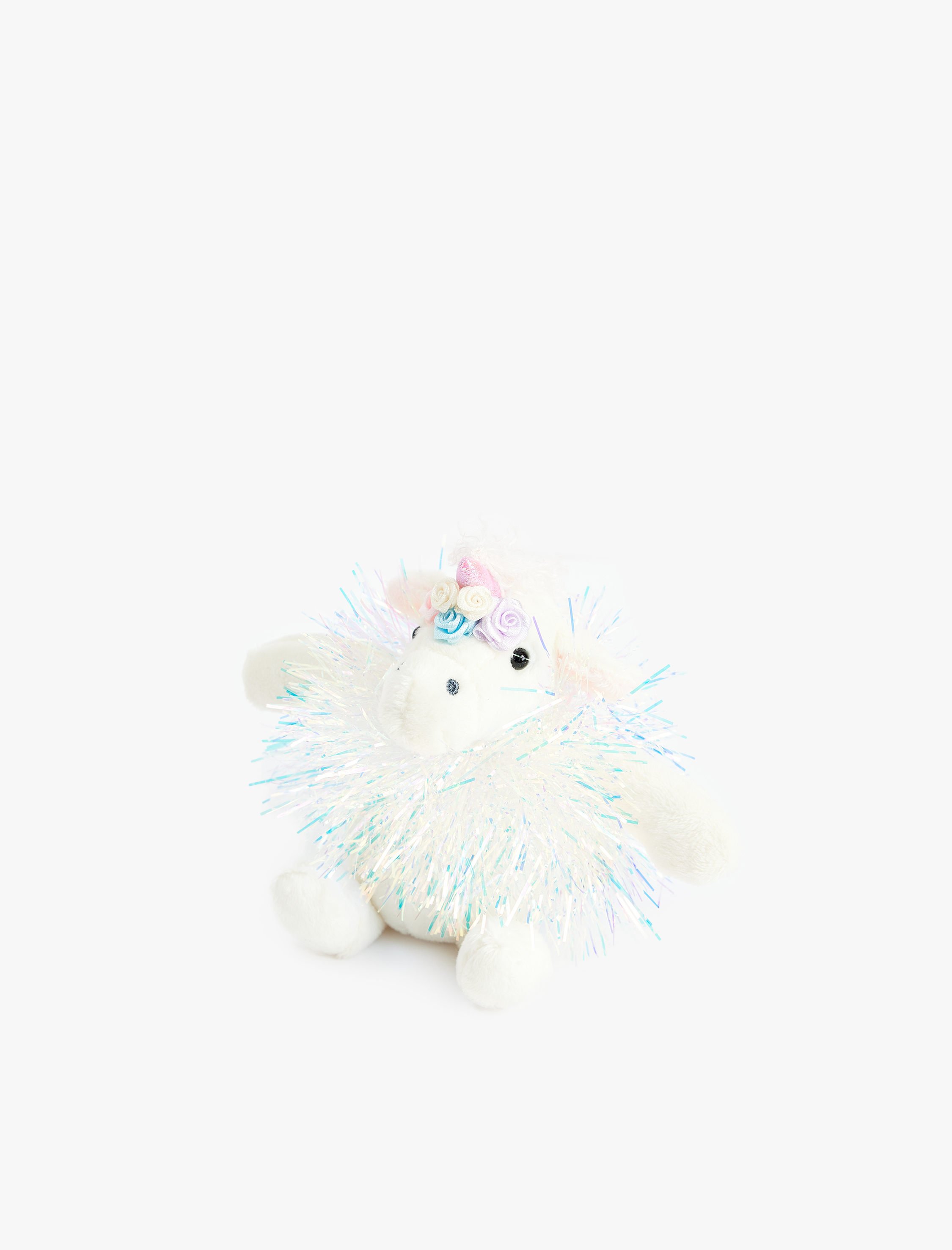  Kadın Işıltılı Ponpon Detaylı Unicorn Peluş Anahtarlık