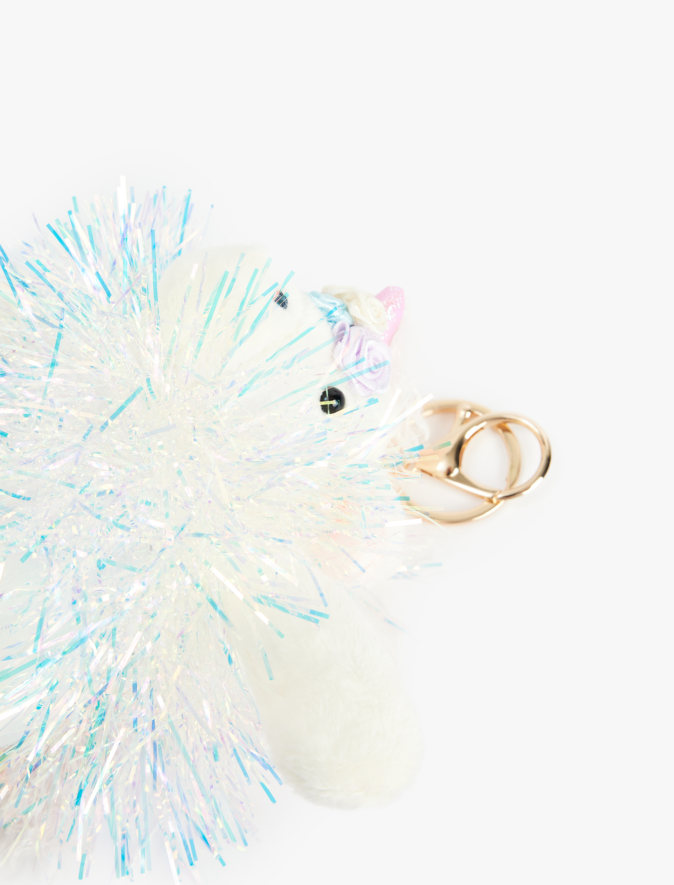  Kadın Işıltılı Ponpon Detaylı Unicorn Peluş Anahtarlık