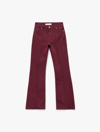 Dar Kesim Nervürlü İspanyol Paça Jean Pantolon - Flare Jeans