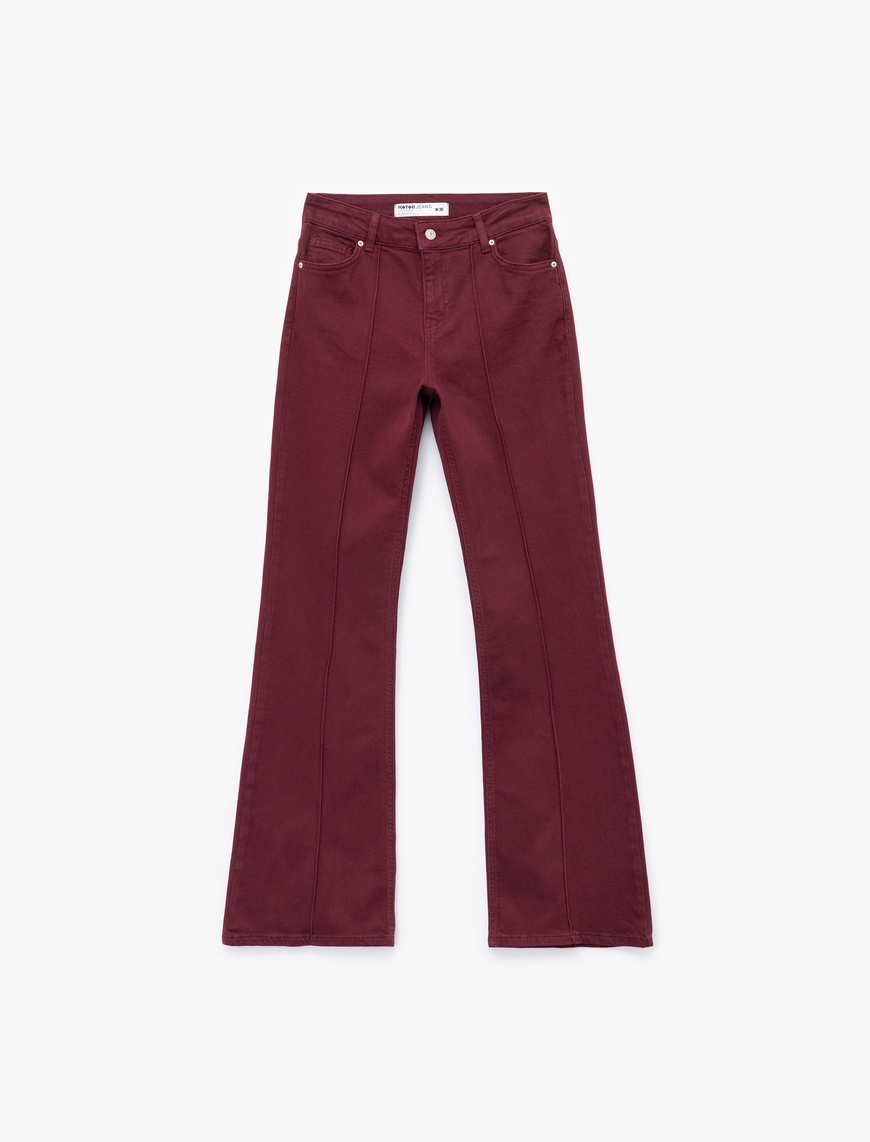  Dar Kesim Nervürlü İspanyol Paça Jean Pantolon - Flare Jeans