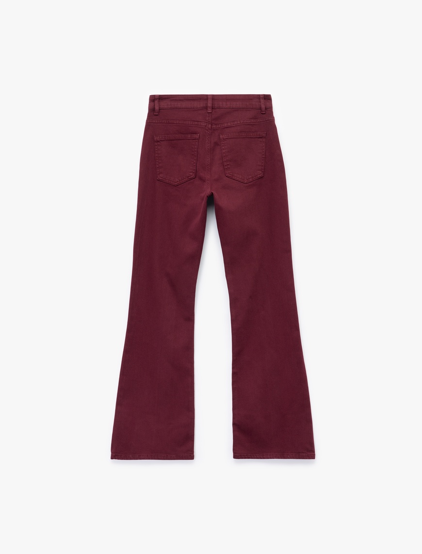   Dar Kesim Nervürlü İspanyol Paça Jean Pantolon - Flare Jeans