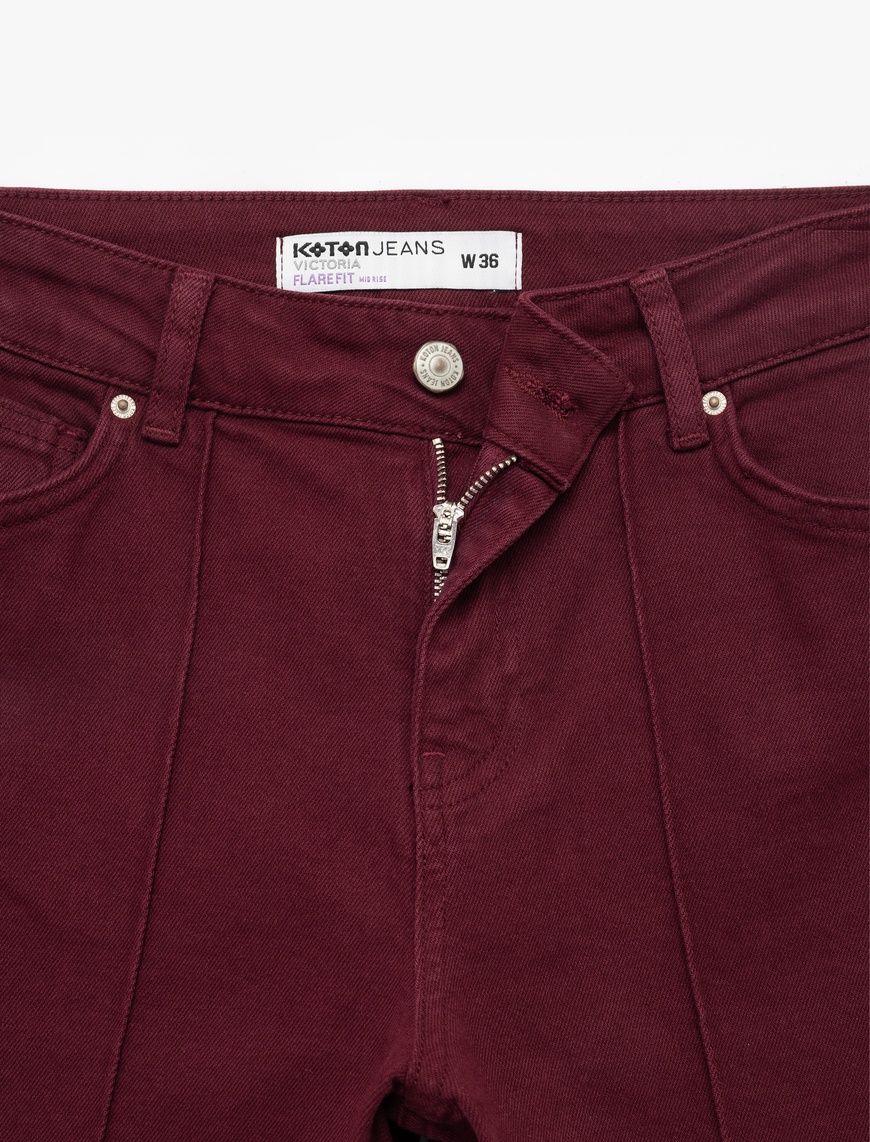   Dar Kesim Nervürlü İspanyol Paça Jean Pantolon - Flare Jeans