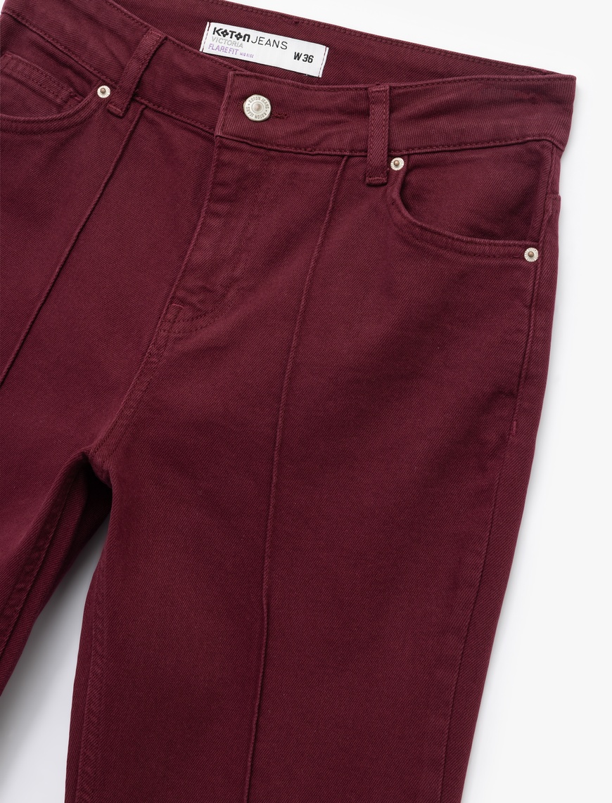   Dar Kesim Nervürlü İspanyol Paça Jean Pantolon - Flare Jeans