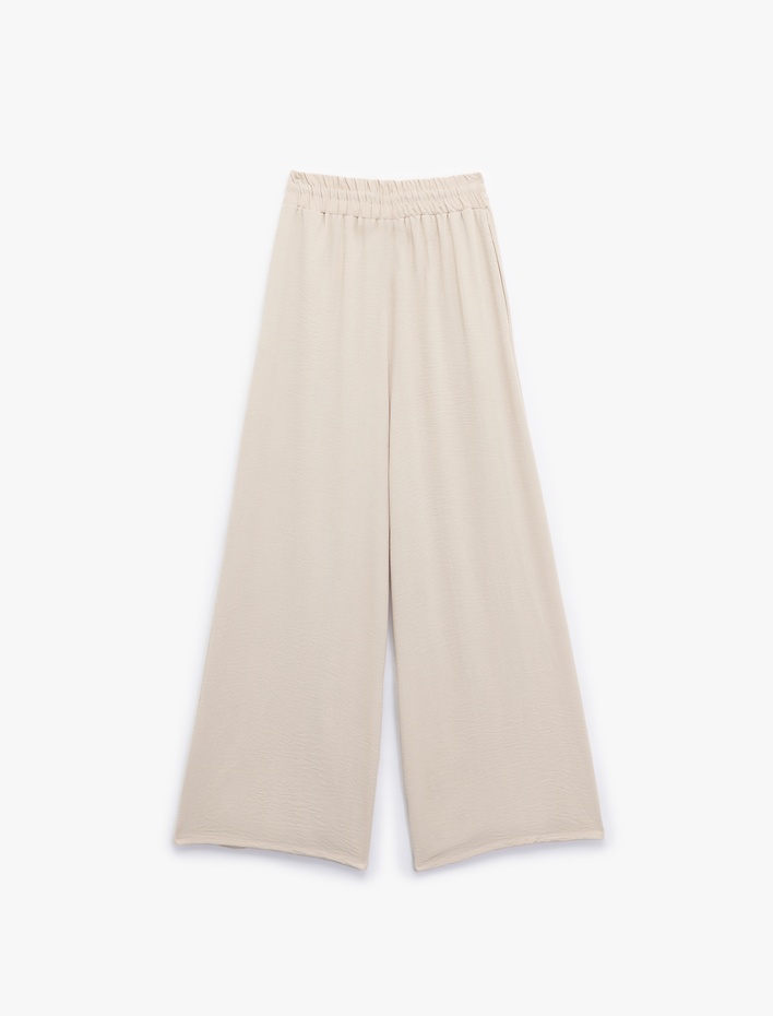  Aerobin Kumaş Beli Bağcıklı Cepli Geniş Paça Palazzo Pantolon