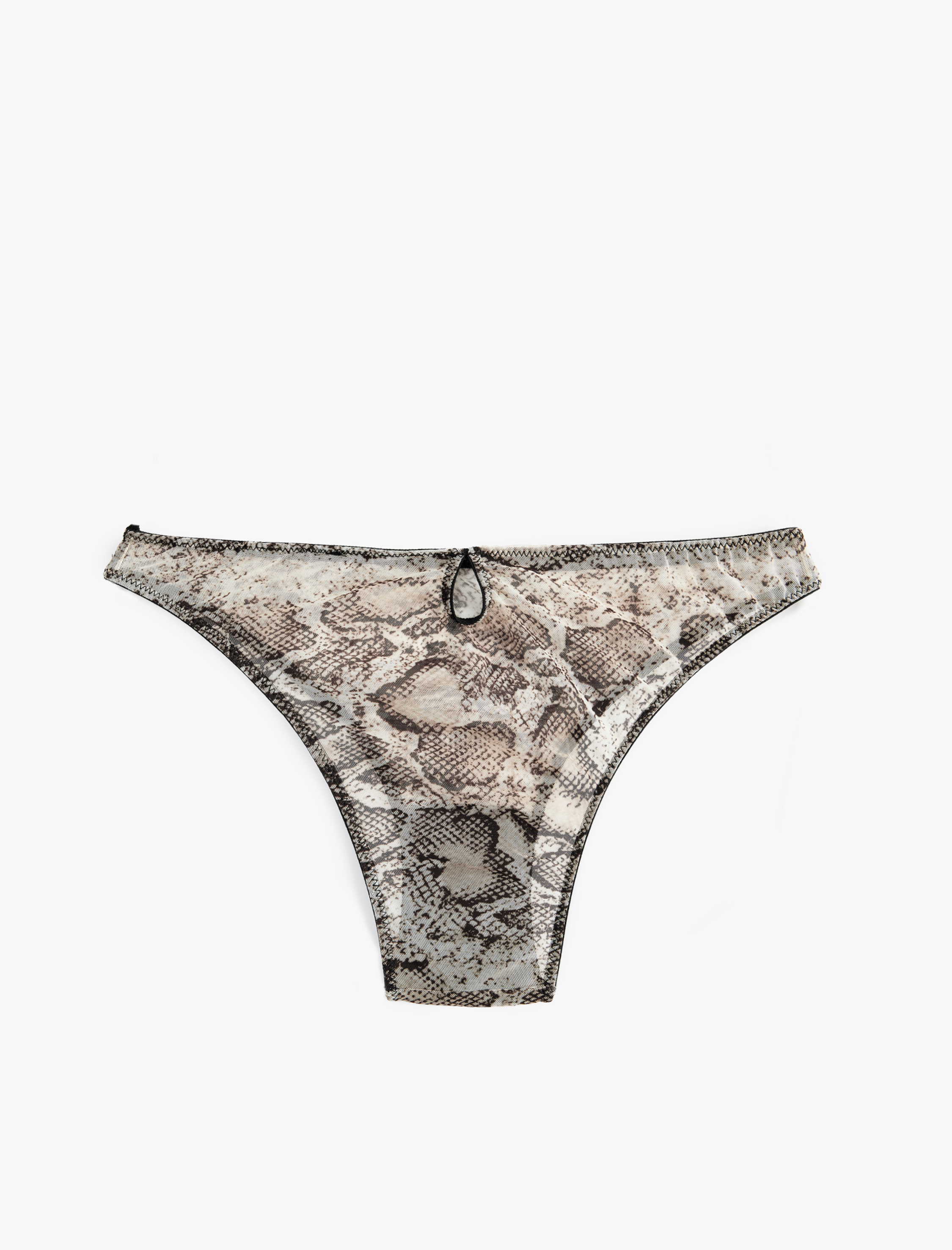   Yılan Derisi Desenli Tül Detaylı Külot