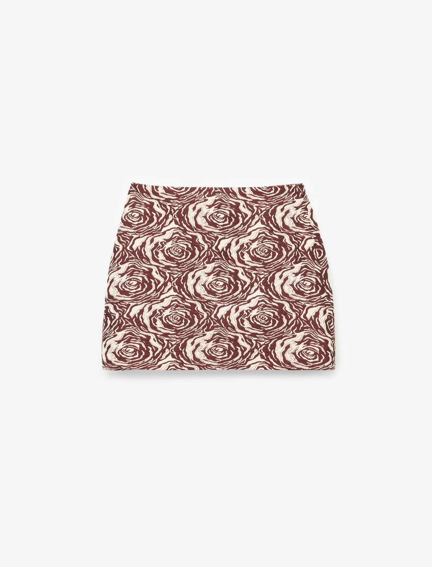   Slim Fit Floral Desenli Mini Etek