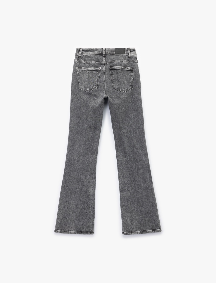   Pamuklu Normal Bel Dar Kesim İspanyol Paça Jean Pantolon - Flare Jeans