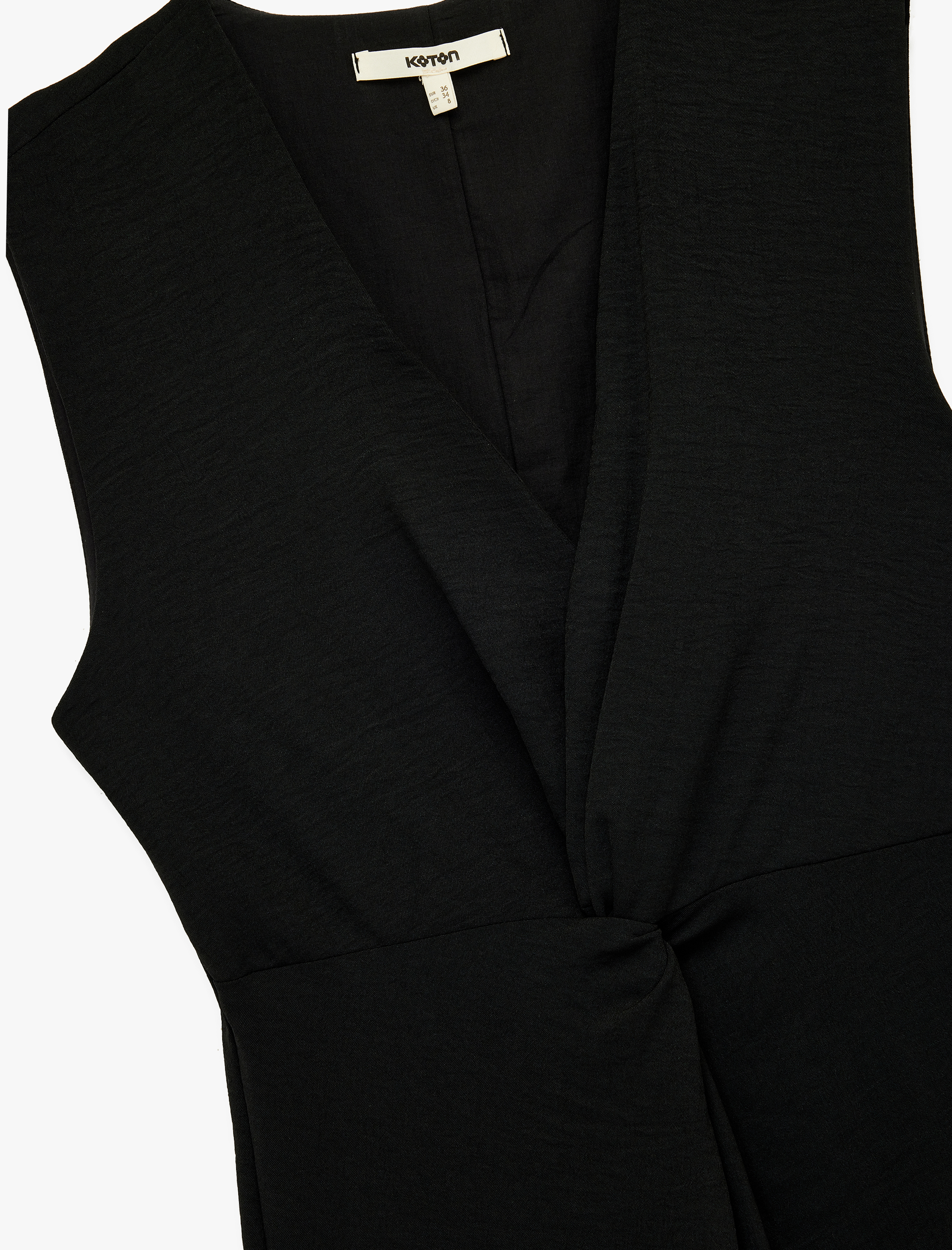   Aerobin Kumaş V Yaka Kolsuz Kruvaze Midi Boy Elbise