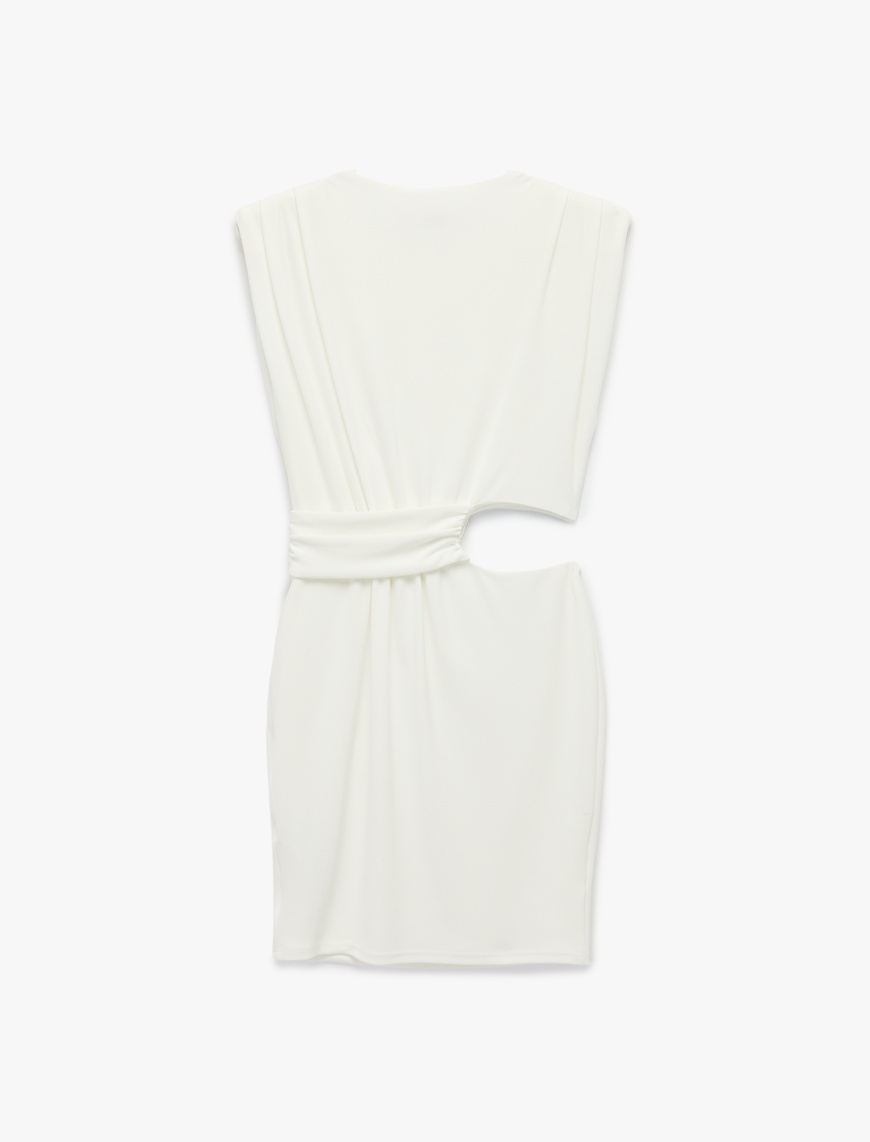   Kolsuz Bisiklet Yaka Dar Kesim Pencere Detaylı Bodycon Mini Elbise