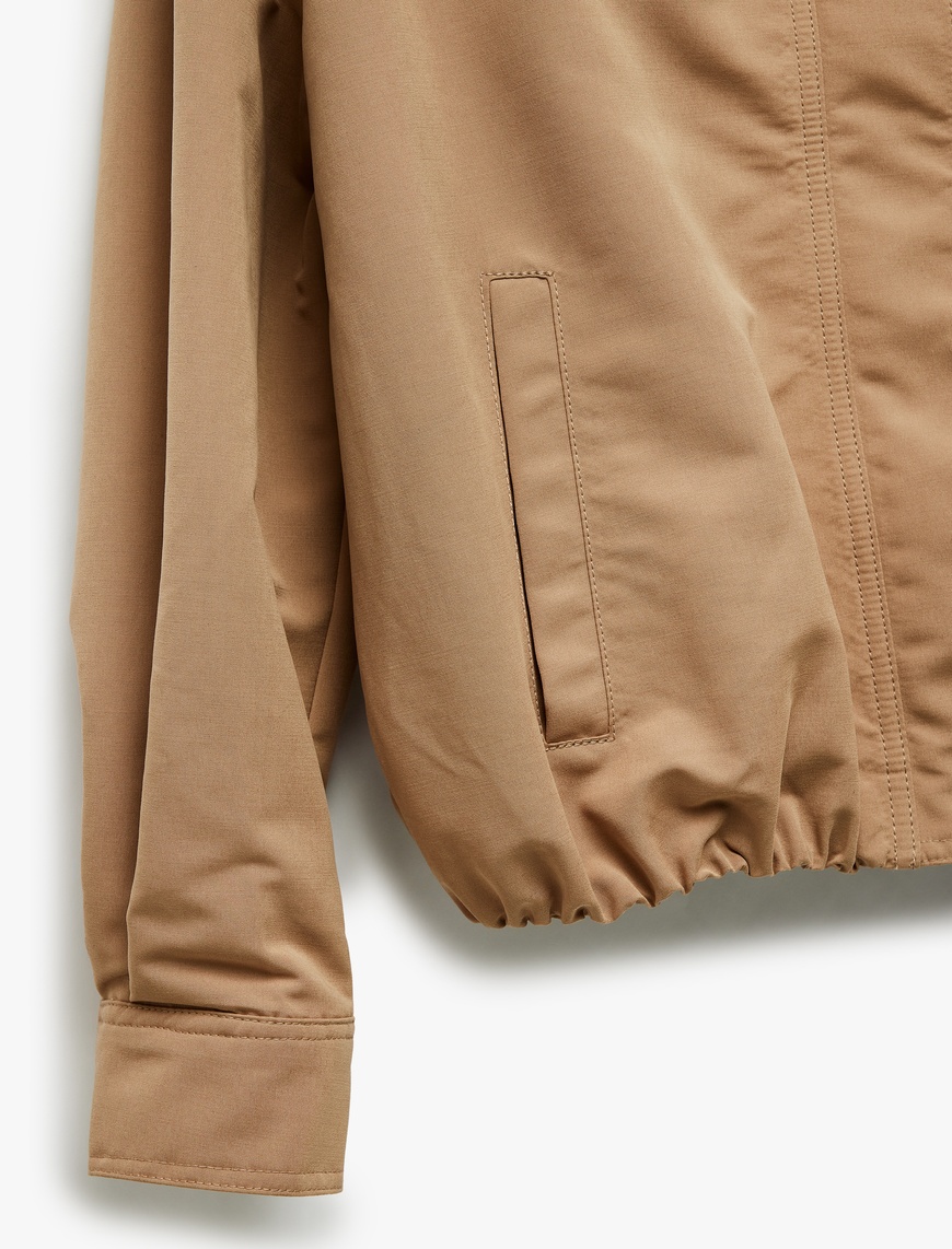  Uzun Kollu Dik Yaka Oversize Bomber Ceket